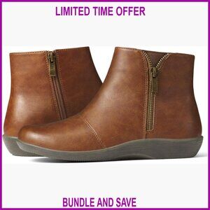Women's Flat Ankle Boots with Side Zipper, Arch Support, Slip-Resistant Sole